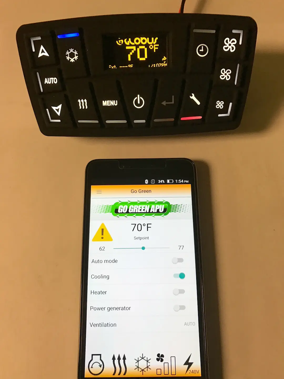 Phone app and cab controller — Go Green APU